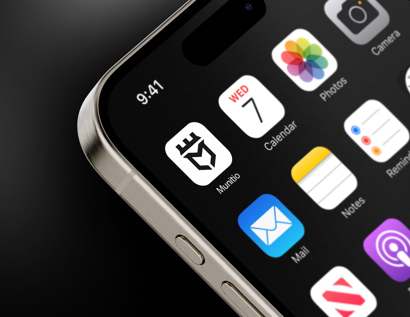 Munitio Cyber logo showcased on a phone